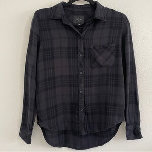 RAILS Women’s XS Hunter Flannel Button Down in Onxy/Jet Dark